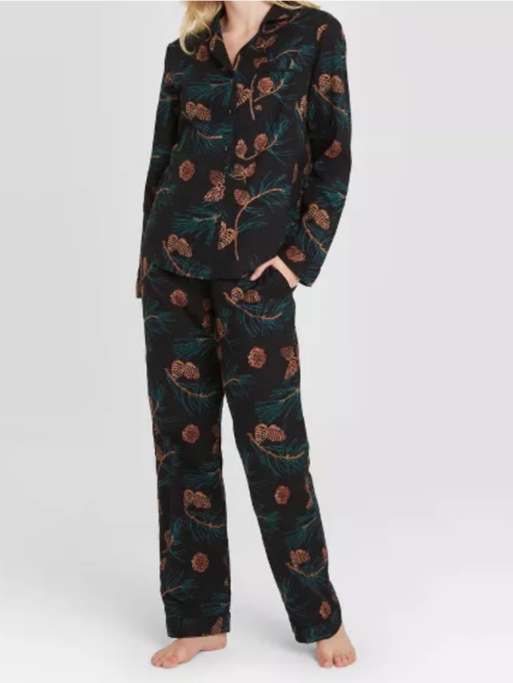 STARS ABOVE PINE CONE FLANNEL PAJAMAS - BLACK VARIOUS SIZES (NEW WITH TAGS) A26